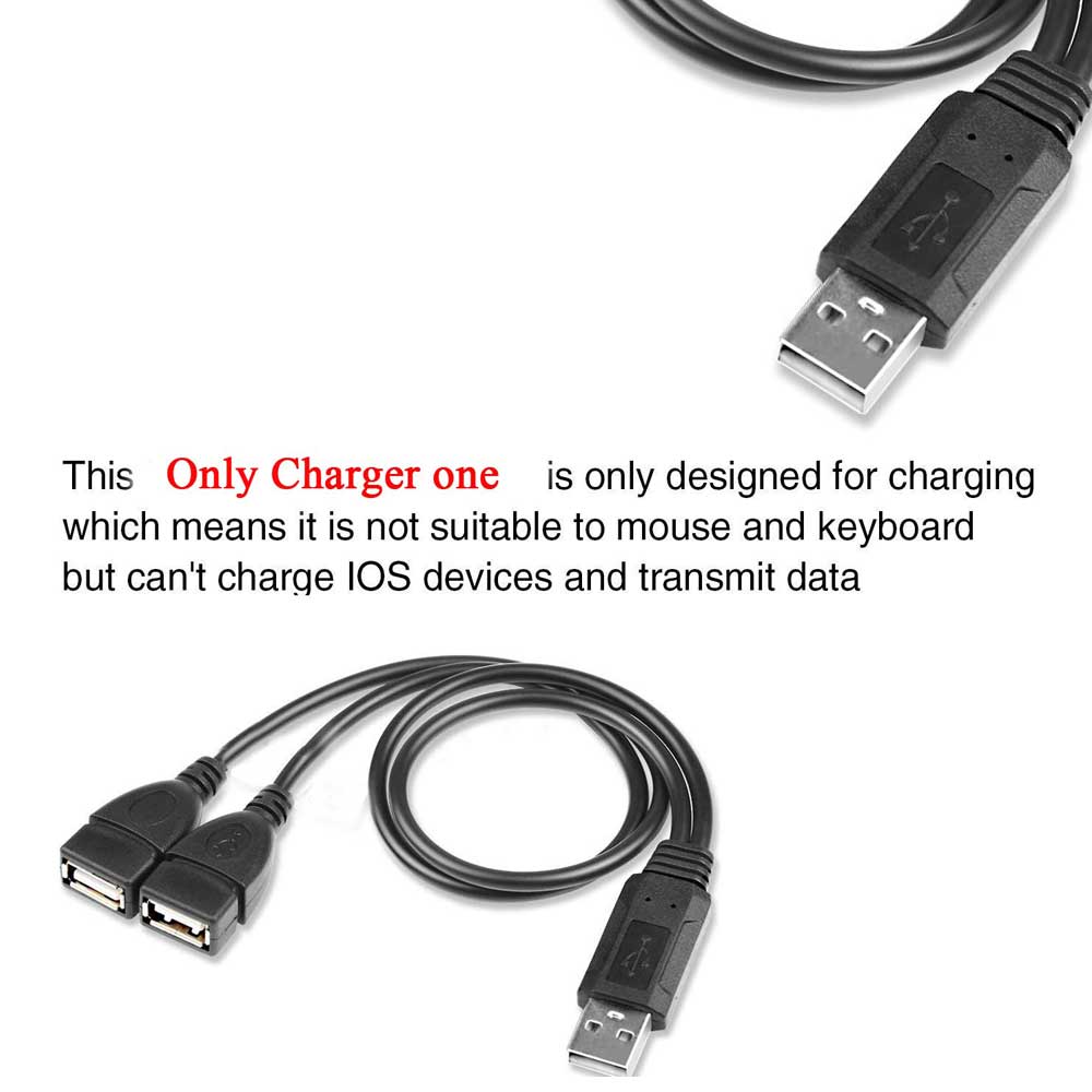 2 Port USB2.0 Hub USB 2.0 Male To 2 Dual USB Female Jack Splitter Hub Power Cord Adapter