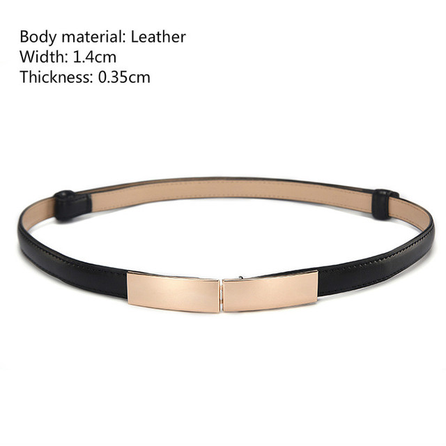 Belt dress simple versatile Fashion Women Leather Belt Thin Skinny Metal Gold Elastic Buckle