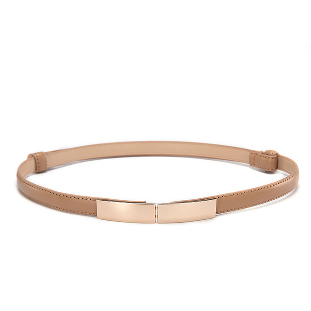Belt dress simple versatile Fashion Women Leather Belt Thin Skinny Metal Gold Elastic Buckle