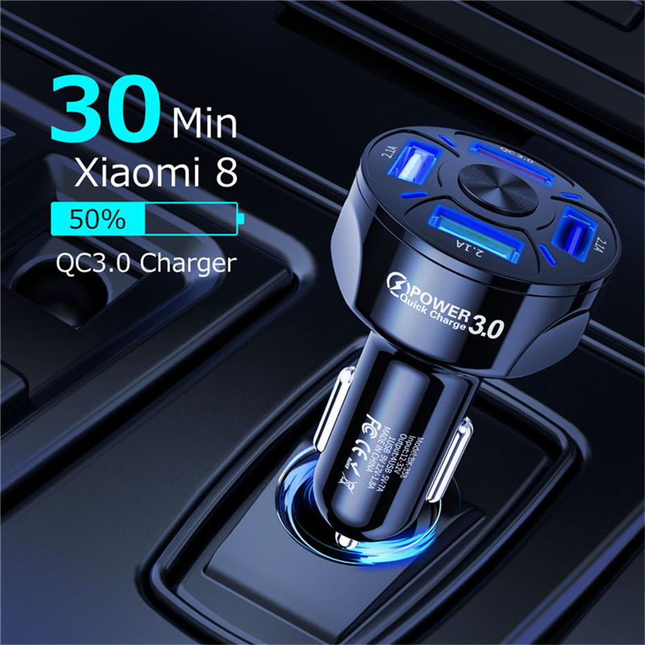 Car USB Charger 7A 48W 4 port Quick Charge 3.0 4.0 Universal Fast Charging For iphone 11 Pro Samsung