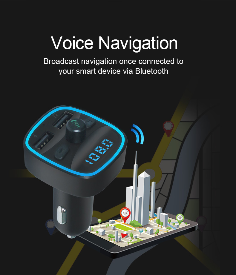 car mp3 player Bluetooth 5.0 receiver FM transmitter Dual USB car charger U disk  TF card Interior