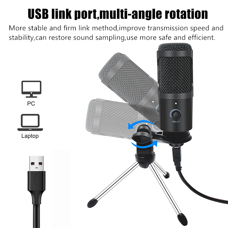 USB Microphone Professional Condenser Microphones For PC Computer Laptop Recording Studio Singing