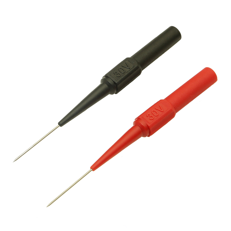 2pcs Insulation Piercing Needle Non-destructive Multimeter Test Probes Red/Black 30V-60V