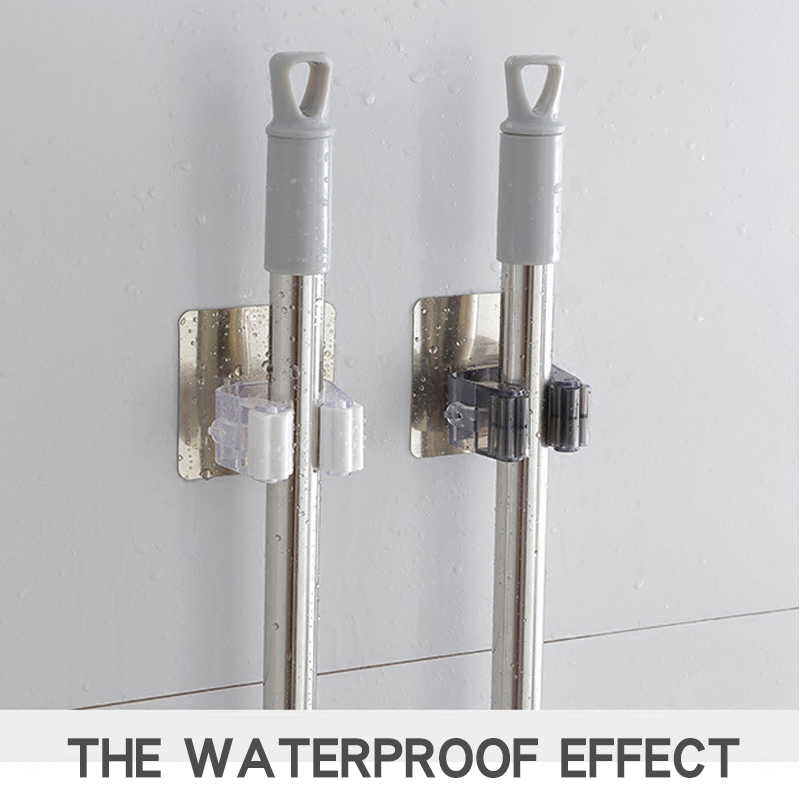 2/4pcs Adhesive Multi-Purpose Hooks Wall Mounted Mop Organizer Holder RackBrush Broom Hanger