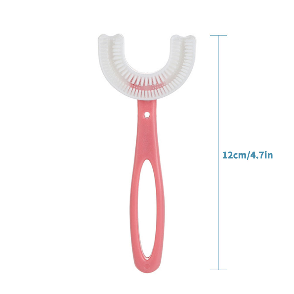 Kids Toothbrush U-Shape Infant Toothbrush with Handle Silicone Oral Care Cleaning Brush