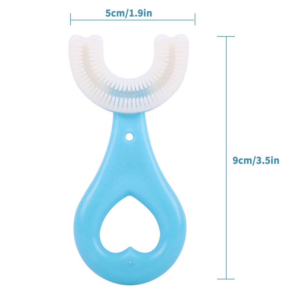 Kids Toothbrush U-Shape Infant Toothbrush with Handle Silicone Oral Care Cleaning Brush