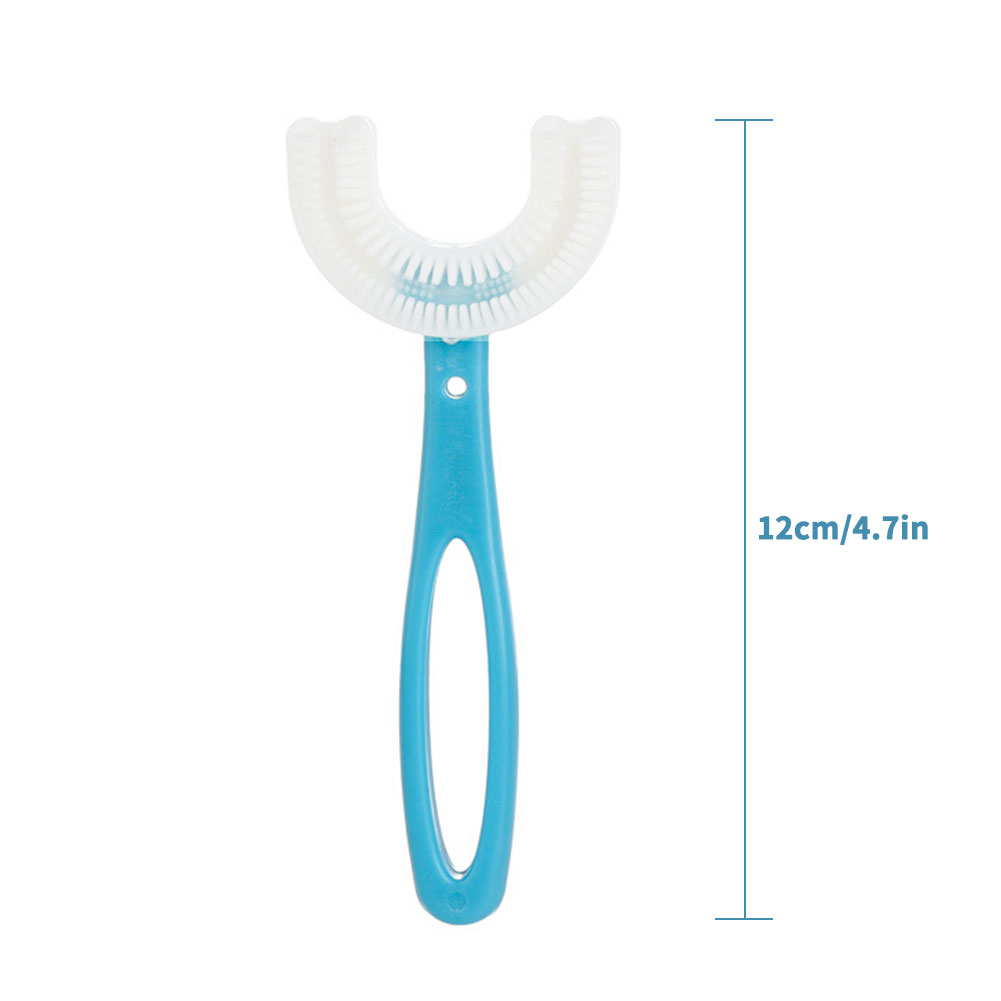 Kids Toothbrush U-Shape Infant Toothbrush with Handle Silicone Oral Care Cleaning Brush