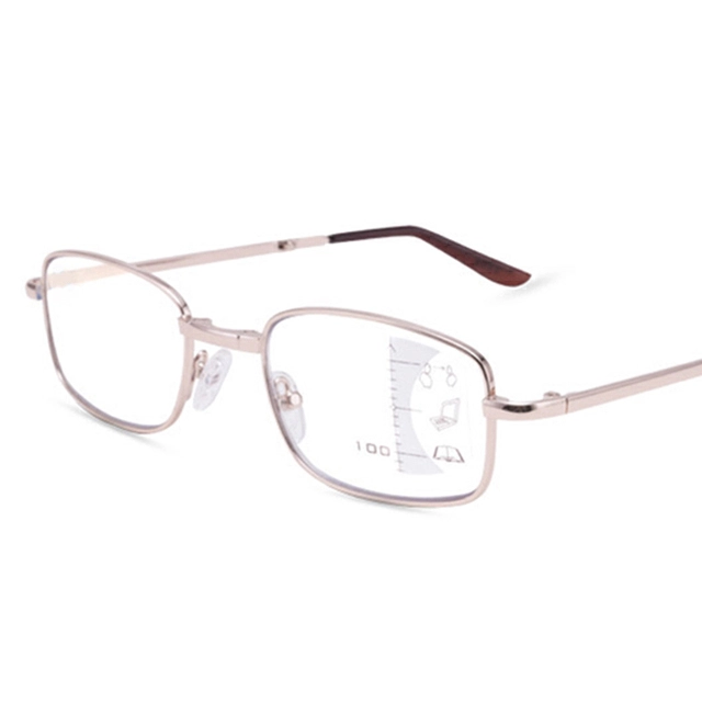 Folding Glasses Portable Reading Glasses Multifocal Mens Anti-Blue Ray Presbyopic Eyeglasses with Leather Case
