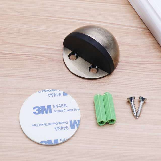 Stainless Steel Door Suction Rubber Door Stop Double Punch-free Floor Bumper Nail-free Wedge-shaped Wall Gantry Wall Protector