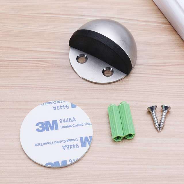 Stainless Steel Door Suction Rubber Door Stop Double Punch-free Floor Bumper Nail-free Wedge-shaped Wall Gantry Wall Protector