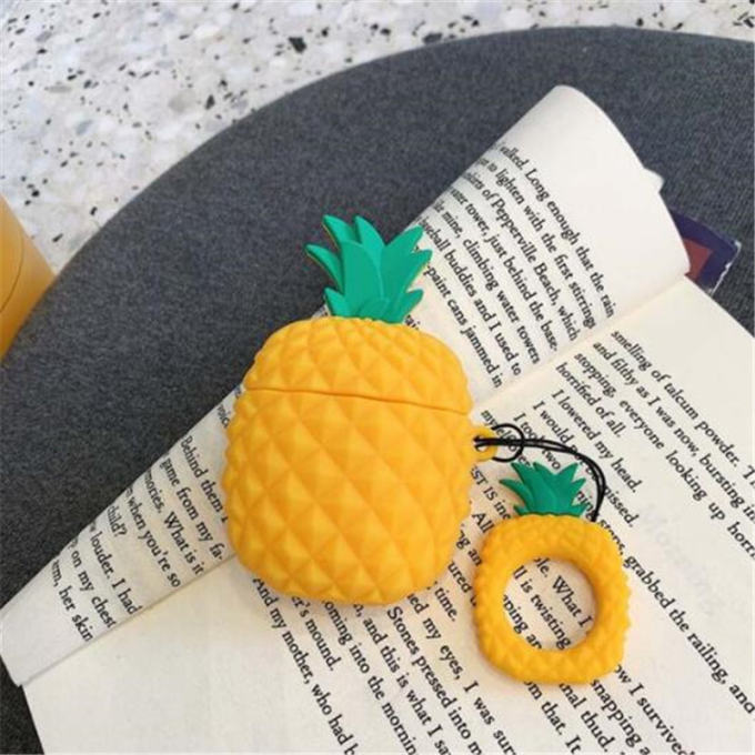 Pineapple Cartoon Case For airpods 1 2 Pro Wireless Bluetooh ear phone charge Solid Color airpod Ring Soft Silicone air pod Cove