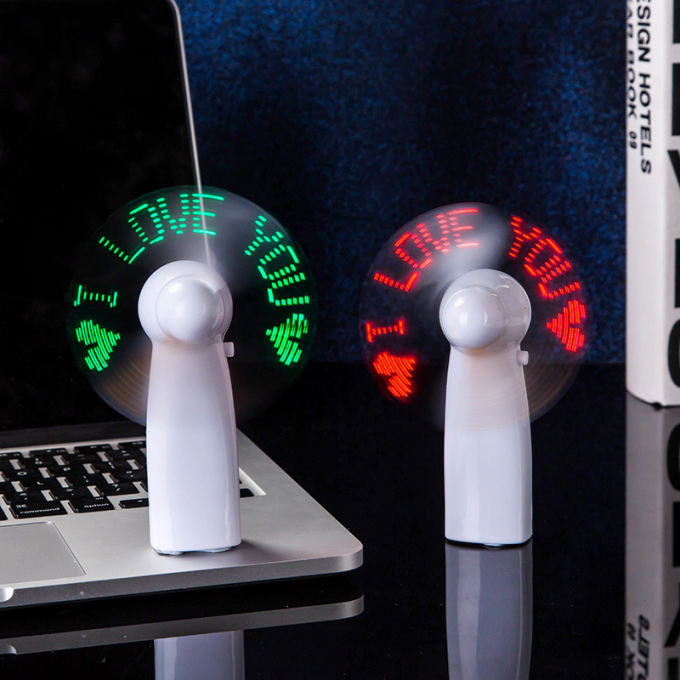LED Colorful Light Fan Portable Handheld Cooling Fan Battery Power With Band LED Flashing Fan（Random font）
