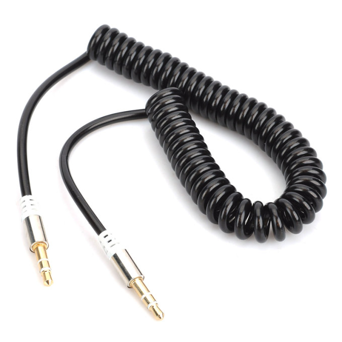 3.5mm Male to Male M/M Jack Audio Stereo Aux Spring Cable