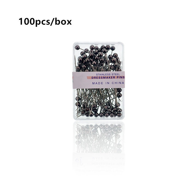 100pcs/box 38mm Round Safety Pins Pearl Metal Head Dressmaking Pins Weddings Corsage Florists Sewing Pin Mixed Color Accessories