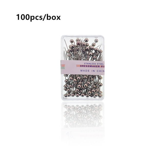 100pcs/box 38mm Round Safety Pins Pearl Metal Head Dressmaking Pins Weddings Corsage Florists Sewing Pin Mixed Color Accessories
