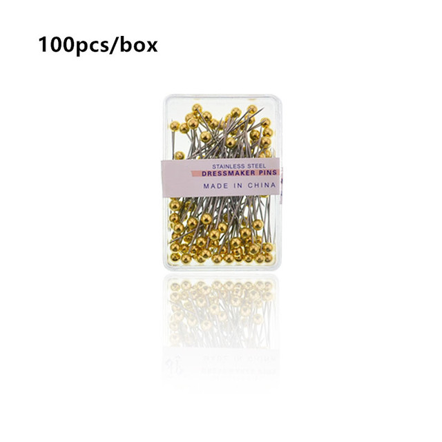 100pcs/box 38mm Round Safety Pins Pearl Metal Head Dressmaking Pins Weddings Corsage Florists Sewing Pin Mixed Color Accessories