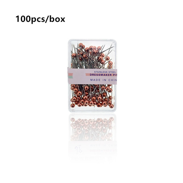 100pcs/box 38mm Round Safety Pins Pearl Metal Head Dressmaking Pins Weddings Corsage Florists Sewing Pin Mixed Color Accessories