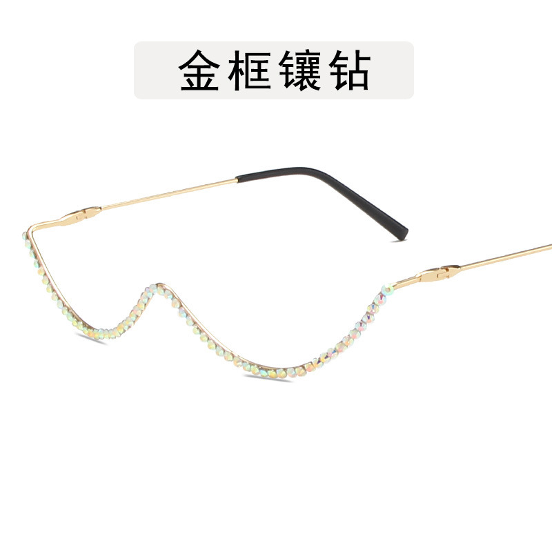 Diamond Steampunk Sunglasses Frames Women Vintage Curved Eyeglasses Frame Female Crystal Glasses Frames Men Eyewear Decoration