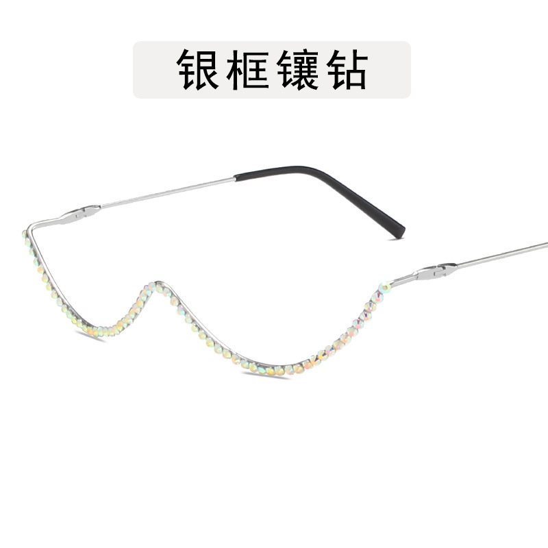 Diamond Steampunk Sunglasses Frames Women Vintage Curved Eyeglasses Frame Female Crystal Glasses Frames Men Eyewear Decoration