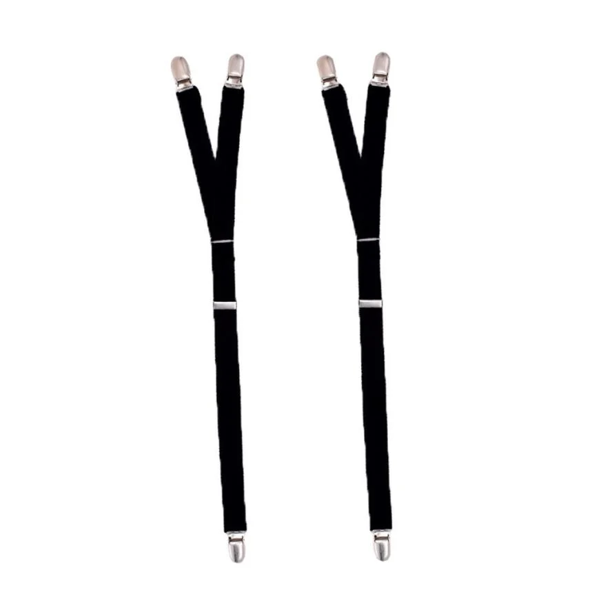 Men 1 Pair Stirrup Style Stay Shirt Holders With Locking Clamps Black#A