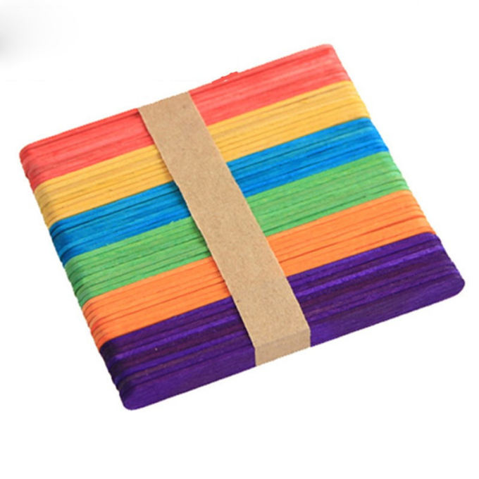 50pcs/lot Colorful Wooden Ice Cream Stick Popsicle Stick DIY Kids Handmade Making Crafts Kids Gift Child toys
