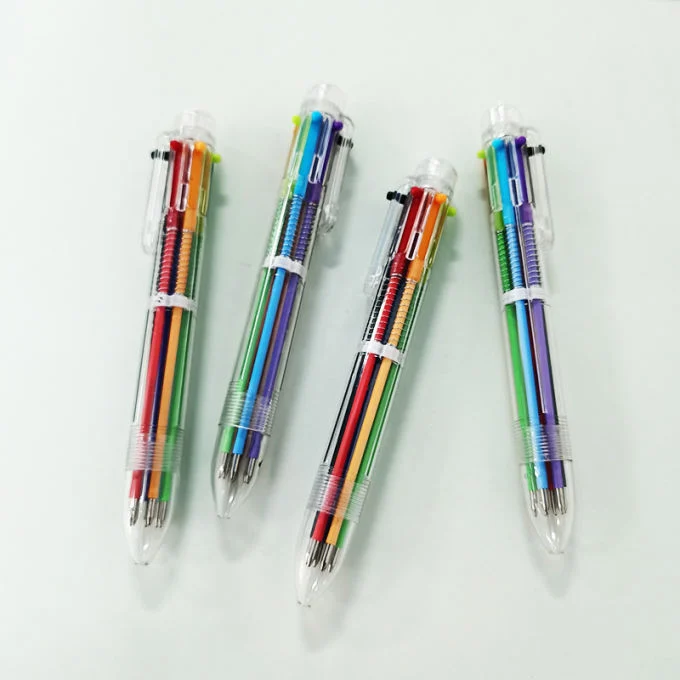 2pcs Novelty Multicolor Ballpoint Pen Multifunction 6 In1 Colorful Stationery Creative School Supplies