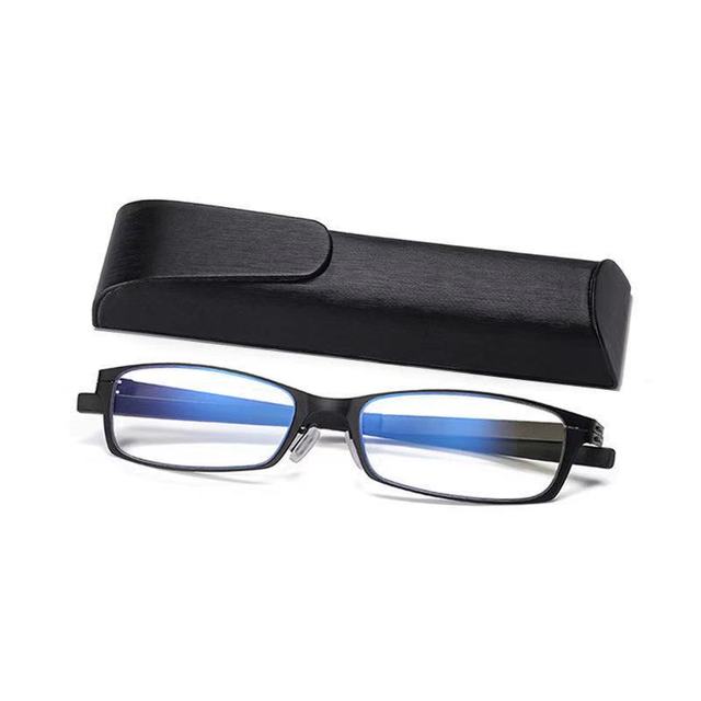 Anti-Blu-ray Reading Glasses Men's and Women's Fashion Portable Ultra-light Metal Reading Glasses with Case +100 To +400