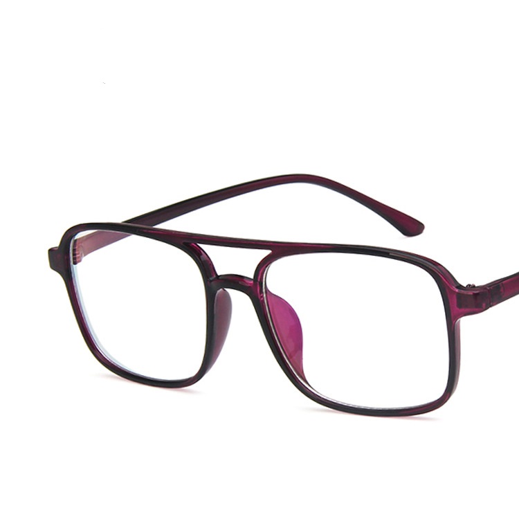 Retro Fashion Double Beam Square  Glasses for Men Women Black Transparen Eyewear