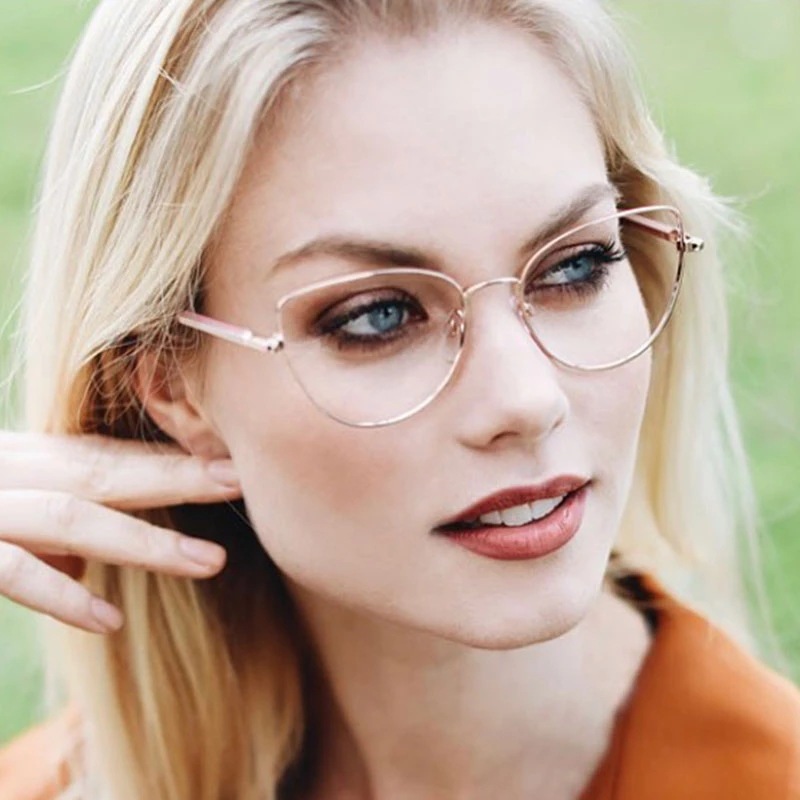 Metal Plain Optical Eye Glasses Women Eyeglasses Frame Retro Vintage Clear Lens Glasses   Computer Anti-Radiation Eyeglasses