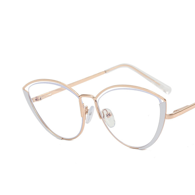 Metal Plain Optical Eye Glasses Women Eyeglasses Frame Retro Vintage Clear Lens Glasses Computer Anti-Radiation Anti Blue