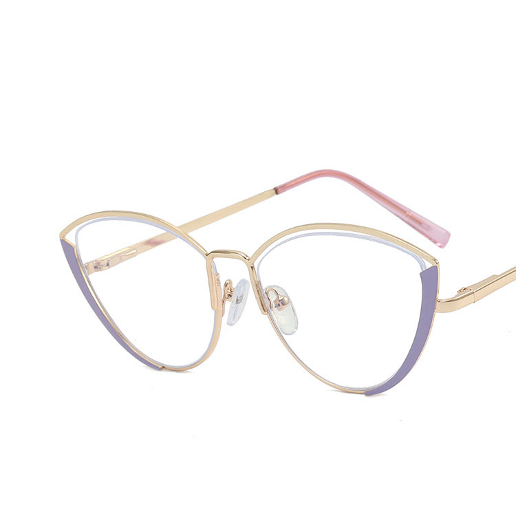 Metal Plain Optical Eye Glasses Women Eyeglasses Frame Retro Vintage Clear Lens Glasses Computer Anti-Radiation Anti Blue