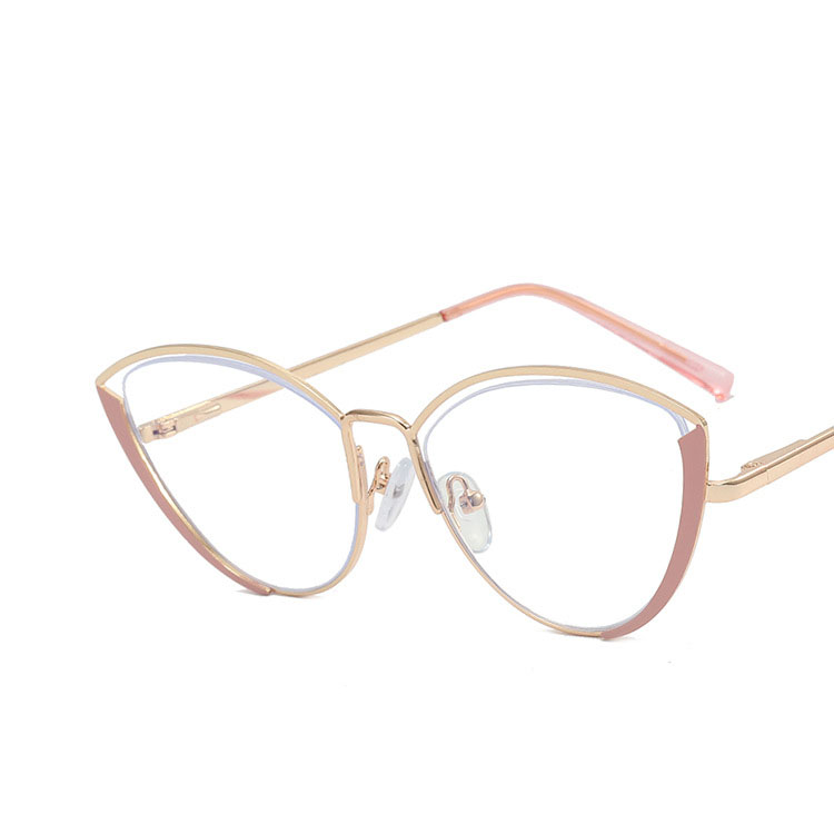 Metal Plain Optical Eye Glasses Women Eyeglasses Frame Retro Vintage Clear Lens Glasses Computer Anti-Radiation Anti Blue