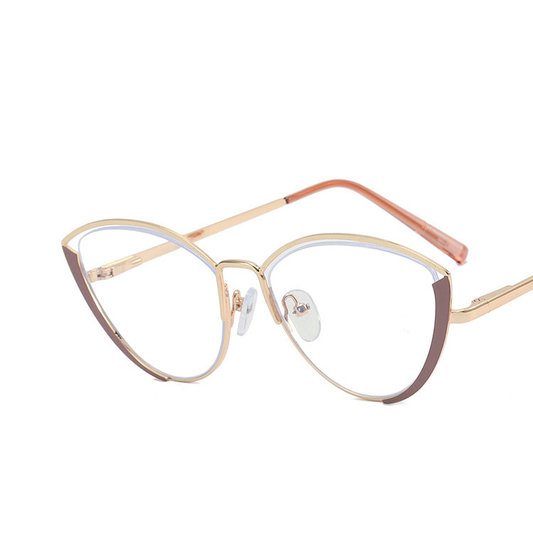 Metal Plain Optical Eye Glasses Women Eyeglasses Frame Retro Vintage Clear Lens Glasses Computer Anti-Radiation Anti Blue