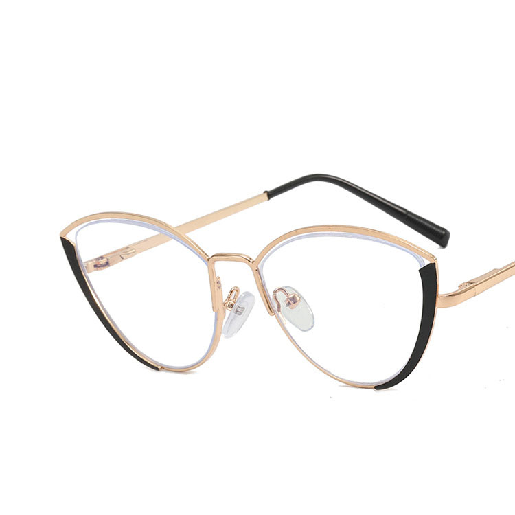 Metal Plain Optical Eye Glasses Women Eyeglasses Frame Retro Vintage Clear Lens Glasses Computer Anti-Radiation Anti Blue