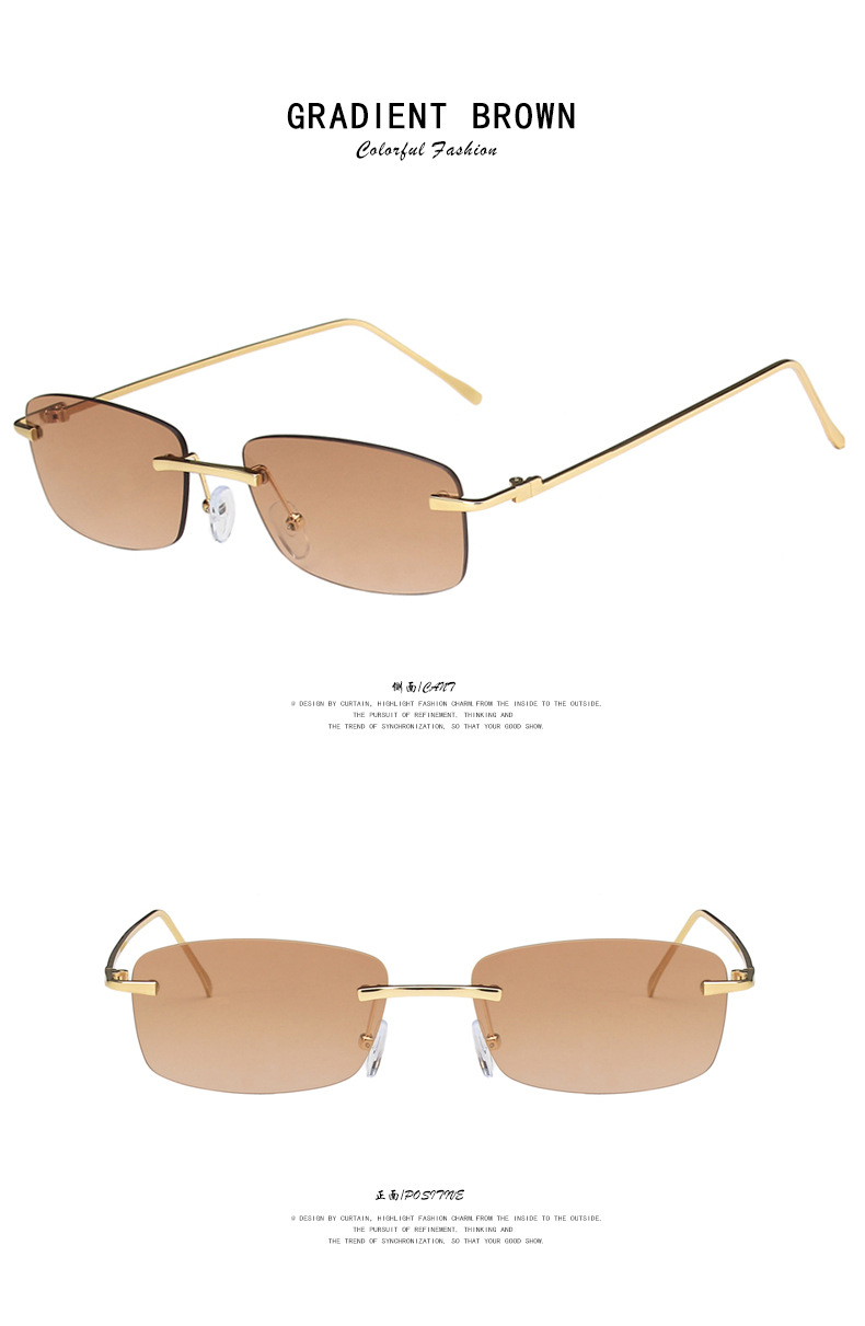 Frameless trimmed small frame sunglasses 2021 new retro square ins sunglasses trend metal sunglasses women
