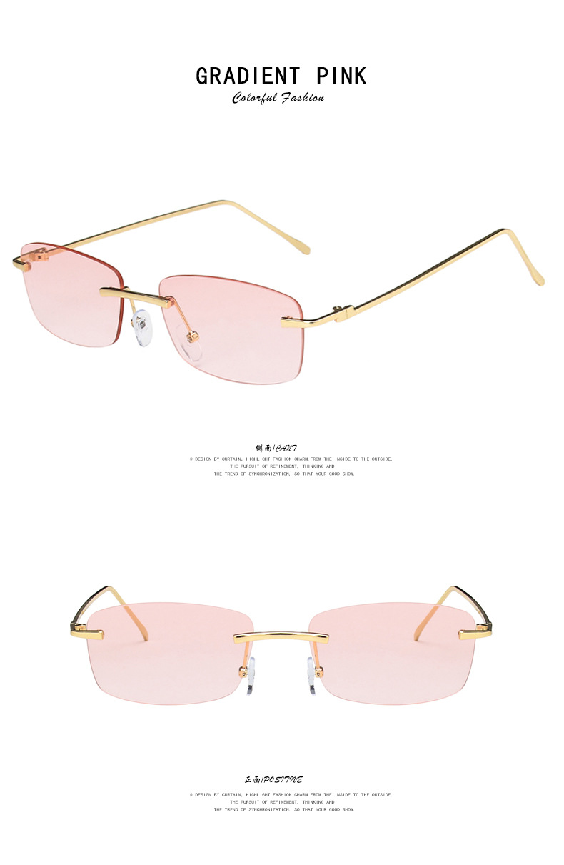 Frameless trimmed small frame sunglasses 2021 new retro square ins sunglasses trend metal sunglasses women