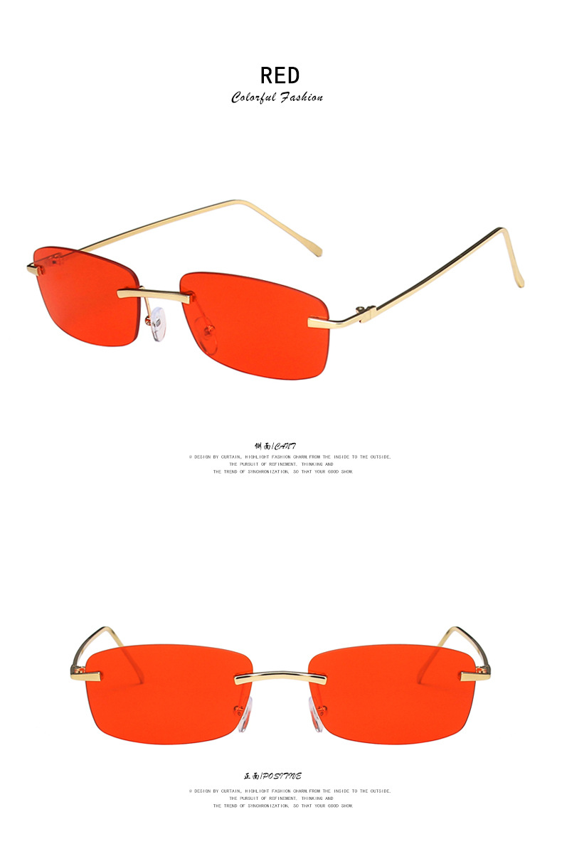Frameless trimmed small frame sunglasses 2021 new retro square ins sunglasses trend metal sunglasses women