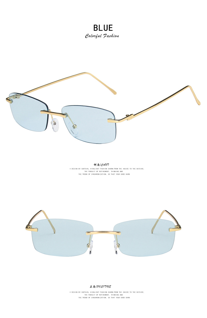 Frameless trimmed small frame sunglasses 2021 new retro square ins sunglasses trend metal sunglasses women