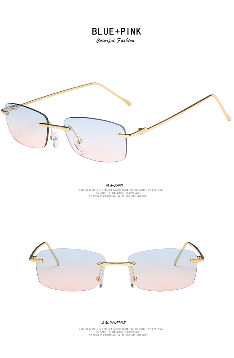 Frameless trimmed small frame sunglasses 2021 new retro square ins sunglasses trend metal sunglasses women