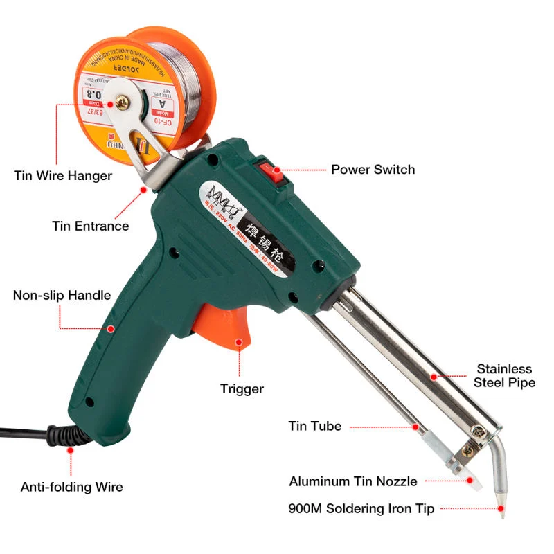 60W Tin Electric Soldering Iron Kit Automatic Send Tin Gun Electric Solder Station Tip Sucker Tweezers Wire Welding Tools