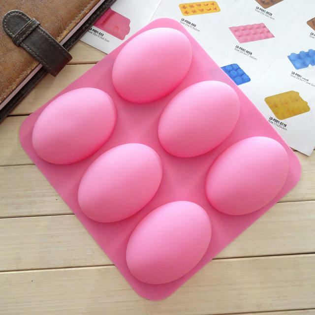 6 Slots Silicone Soap Mould 3D Oval Shape Handmade Jelly Maker Cake Mold Tool For Drop Shipping