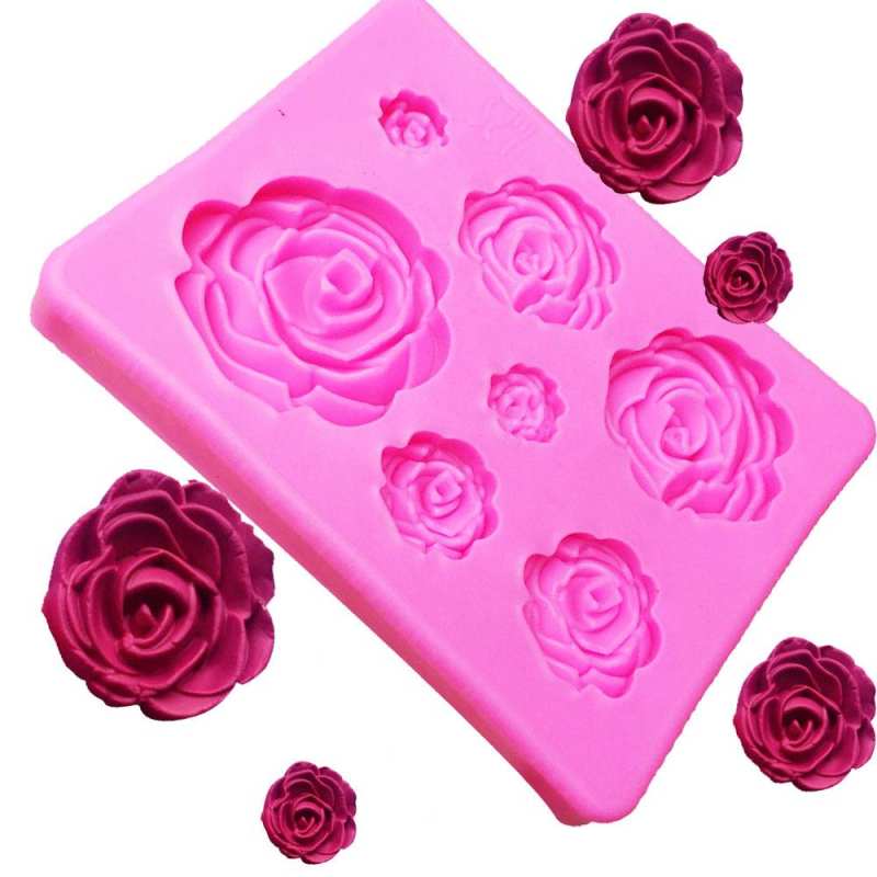 6*8CM Small 3D Silicone Mold Rose Shape Mould For Soap,Candy,Chocolate,Ice,Flowers Cake decorating tools