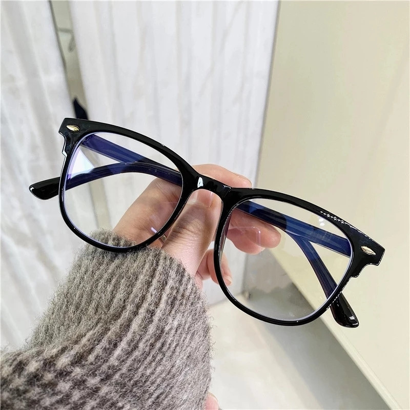 Men Women Finished Myopia Glasses Vintage Oval Frame Blue Light Blocking Eyeglasses Nearsighted Glasses Prescription 0 To -6.0