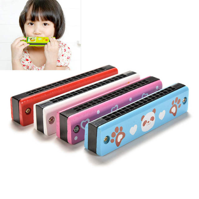 New Funny Wooden Harmonica Kids Music Instrument Educational Child Attractive Toy Random Color
