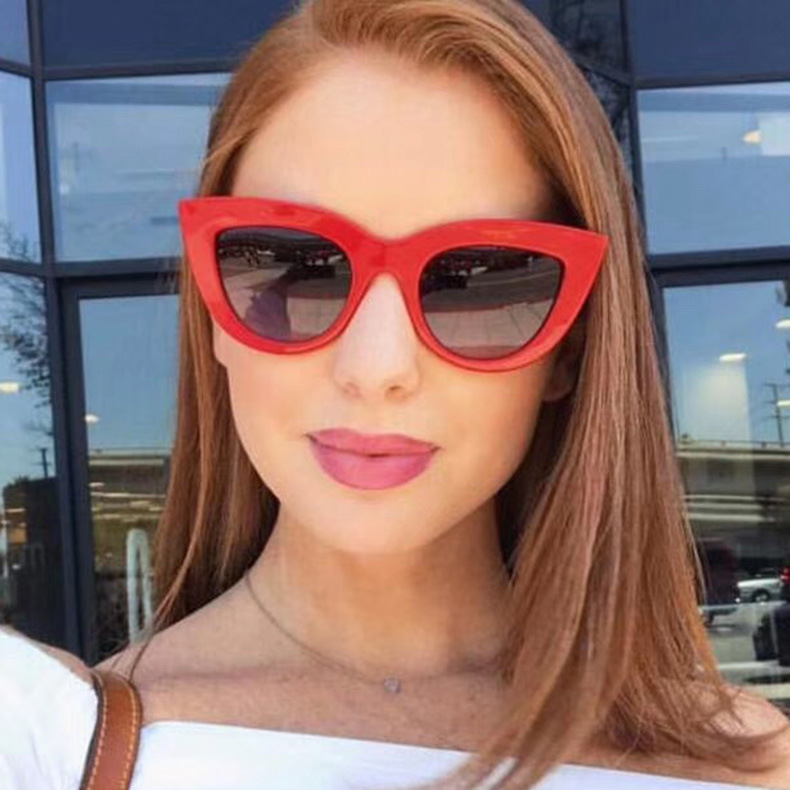 European and American trend cat eye sunglasses personality colorful sunglasses women's sunglasses metal hinge