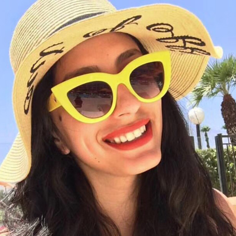 European and American trend cat eye sunglasses personality colorful sunglasses women's sunglasses metal hinge