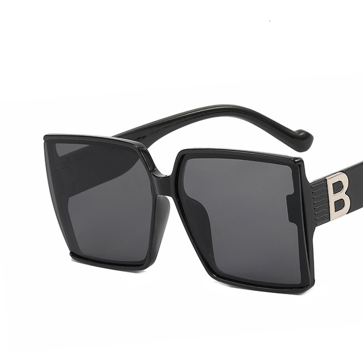 Letter B sunglasses square female UV protection 2022 new Korean version sunglasses street shot big face thin