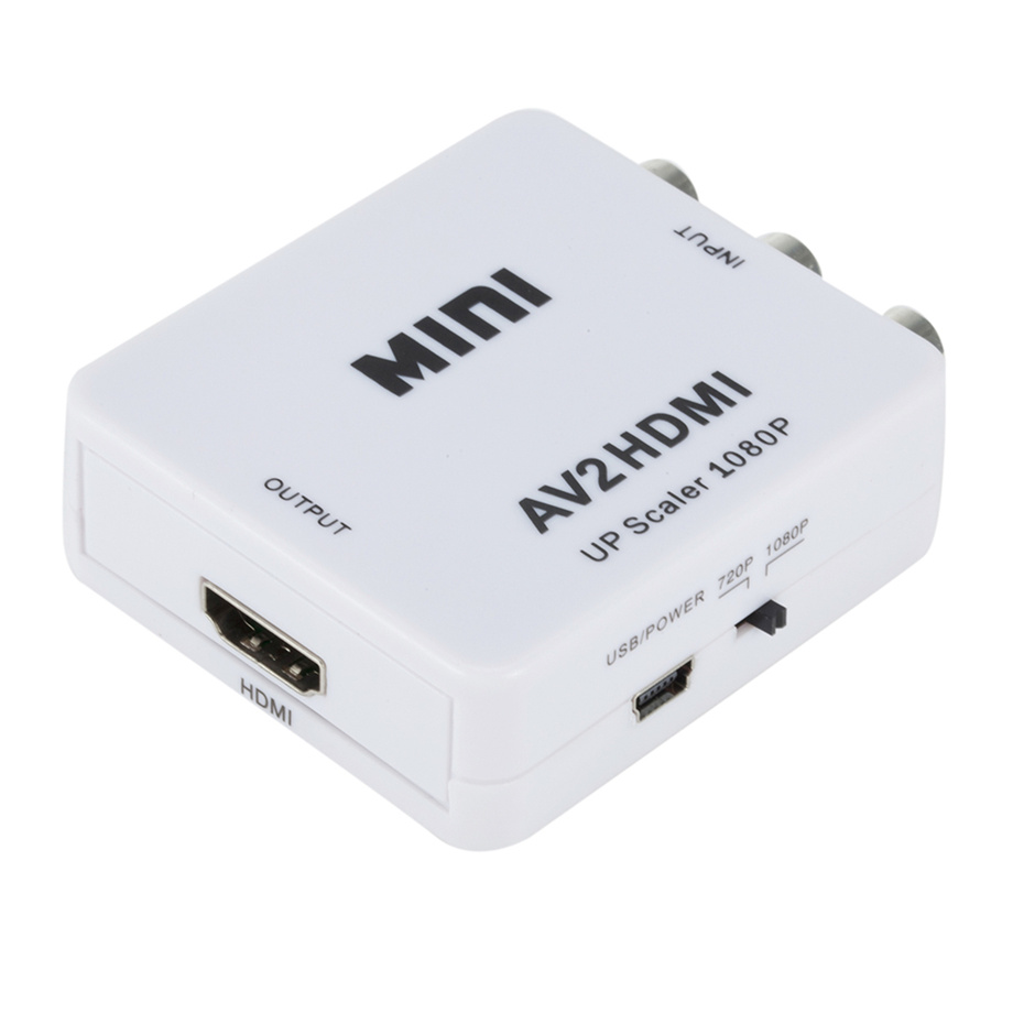 1080P HDMI-compatible to AV Scaler Adapter Video Composite Converter HDMI-compatible to RCA CVSB L/R Video Mini HD2AV
