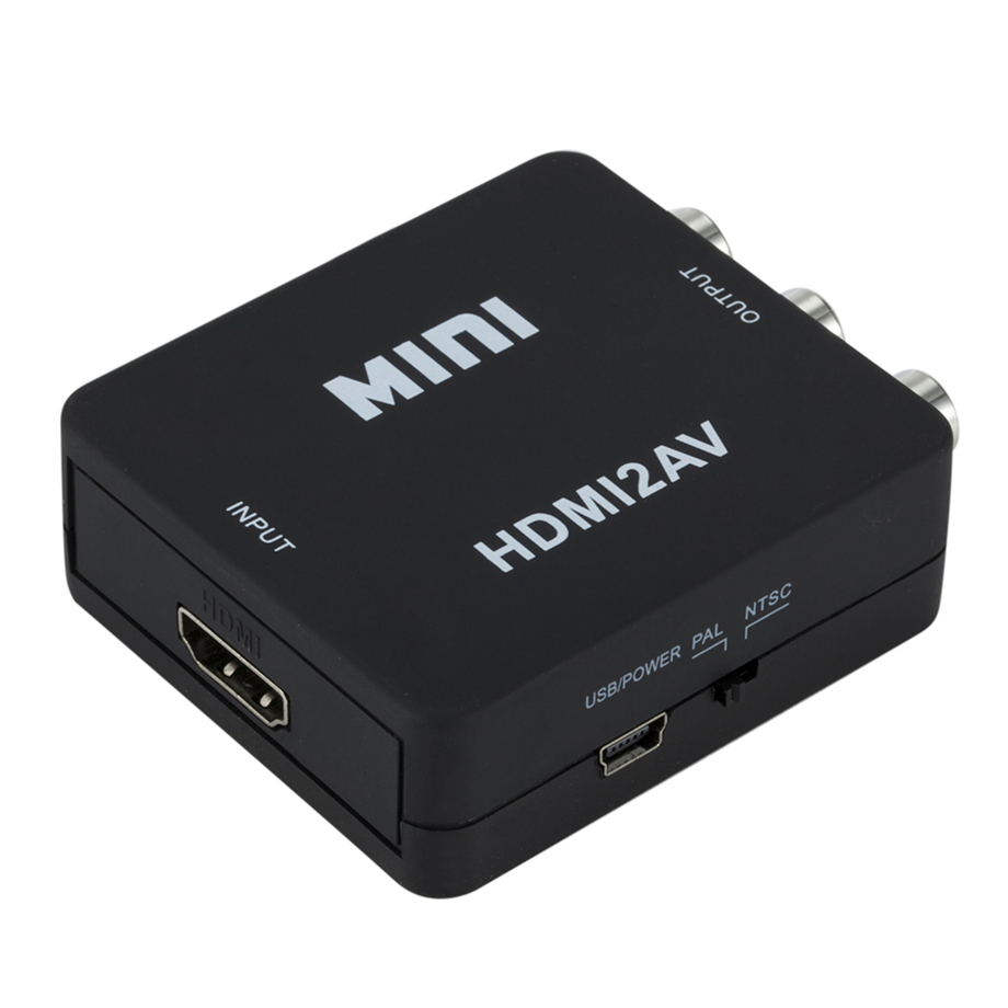 1080P HDMI-compatible to AV Scaler Adapter Video Composite Converter HDMI-compatible to RCA CVSB L/R Video Mini HD2AV