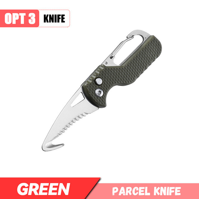 Portable Multifunctional Tool Knife Foldable Serrated Sharp Express Parcel Knife Keychain With Hook Cut Rope Survival Tool